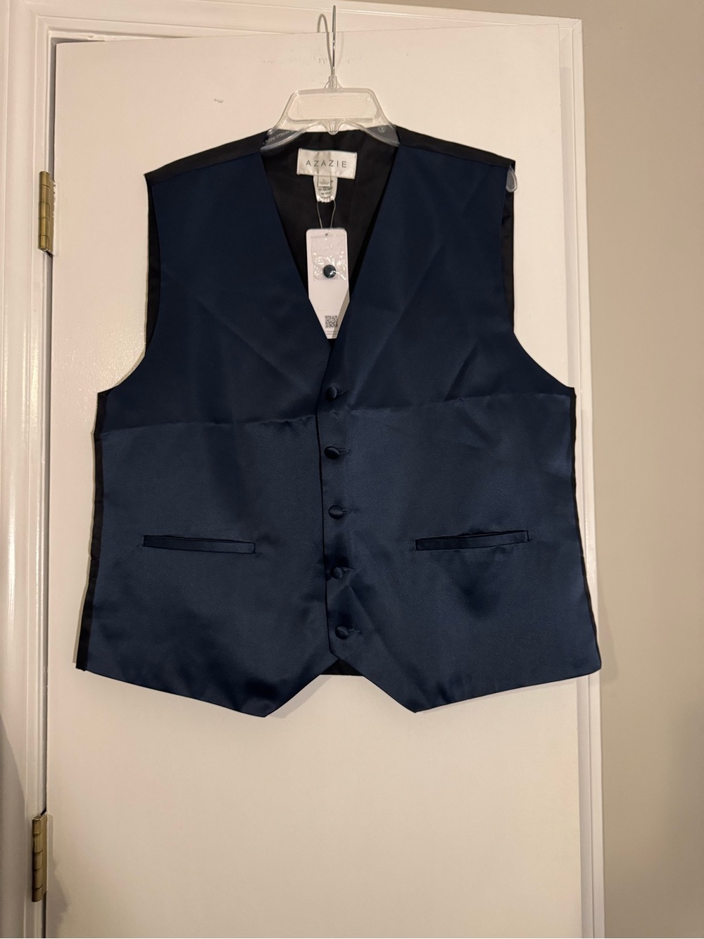 NWT Azazie Men's Dark Navy Satin Vest groom wedding western formal wear
